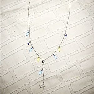 Swarovski Crystal Silver Starfish Droplet Necklace